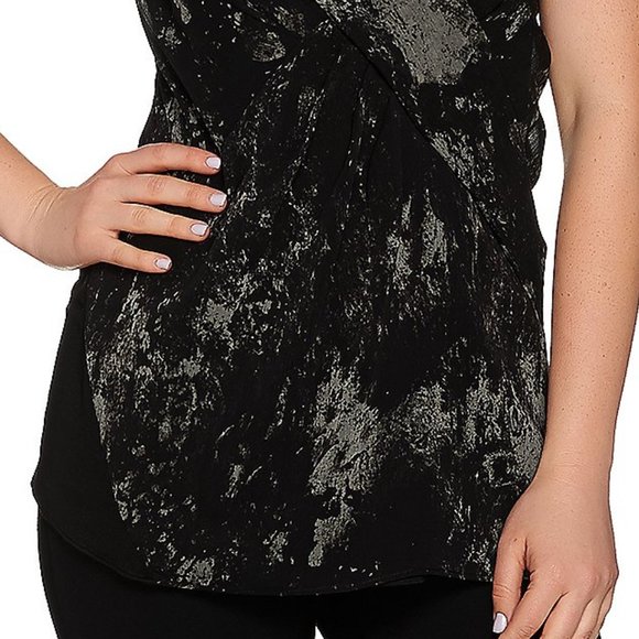 14 H by Halston Drape Front Sleeveless Top Shirt - Picture 3 of 15